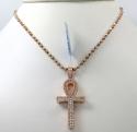 14k yellow white or rose gold channel diamond medium ankh cross 1.04ct