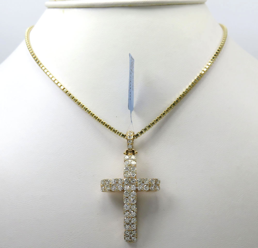 14k yellow or white gold diamond arched cluster cross 2.40ct