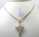 14k yellow or white gold diamond arched cluster cross 2.40ct