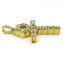 14k yellow gold fancy 18 diamond medium ankh cross 4.60ct