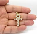 14k yellow gold fancy 18 diamond medium ankh cross 4.60ct