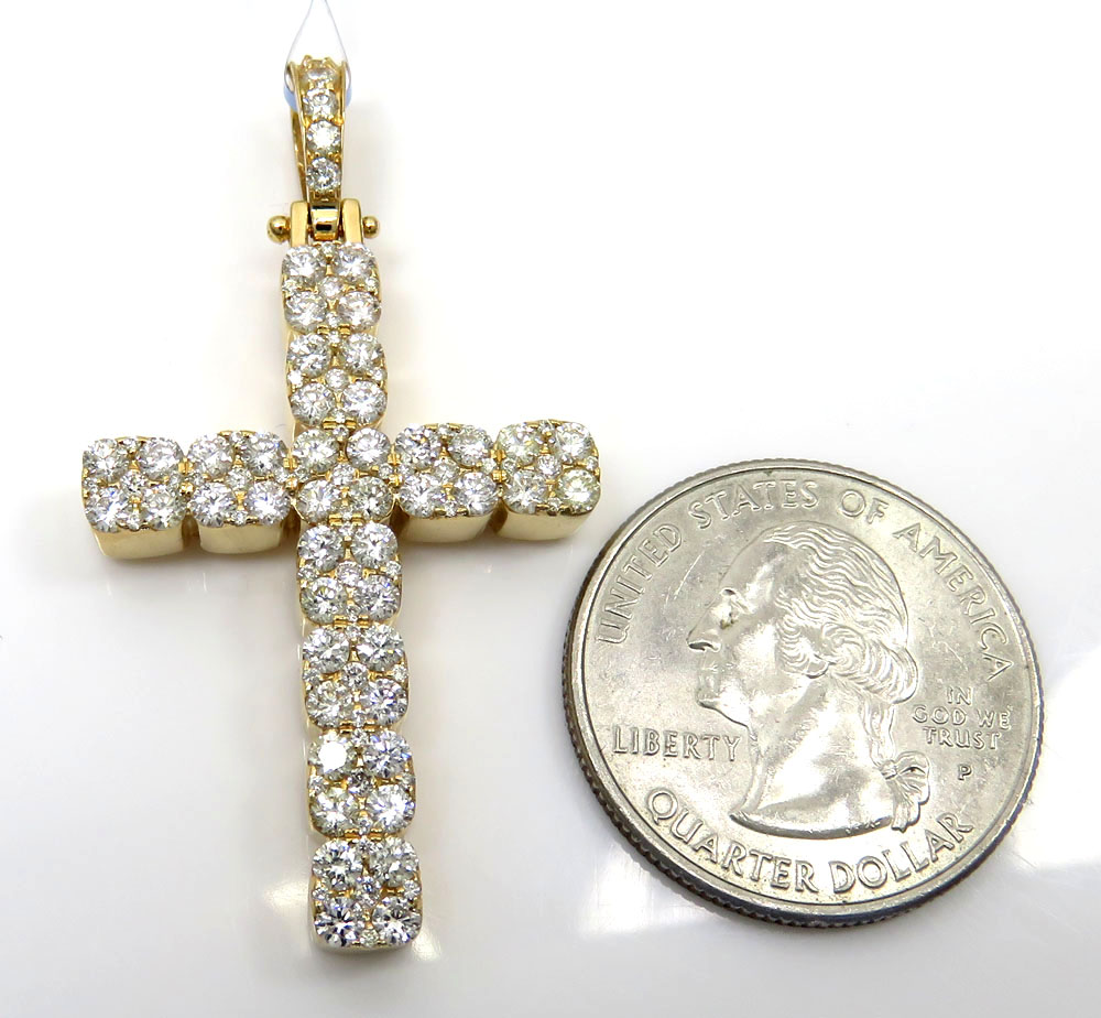 14k yellow or white gold 9 diamond cluster cross 2.90ct