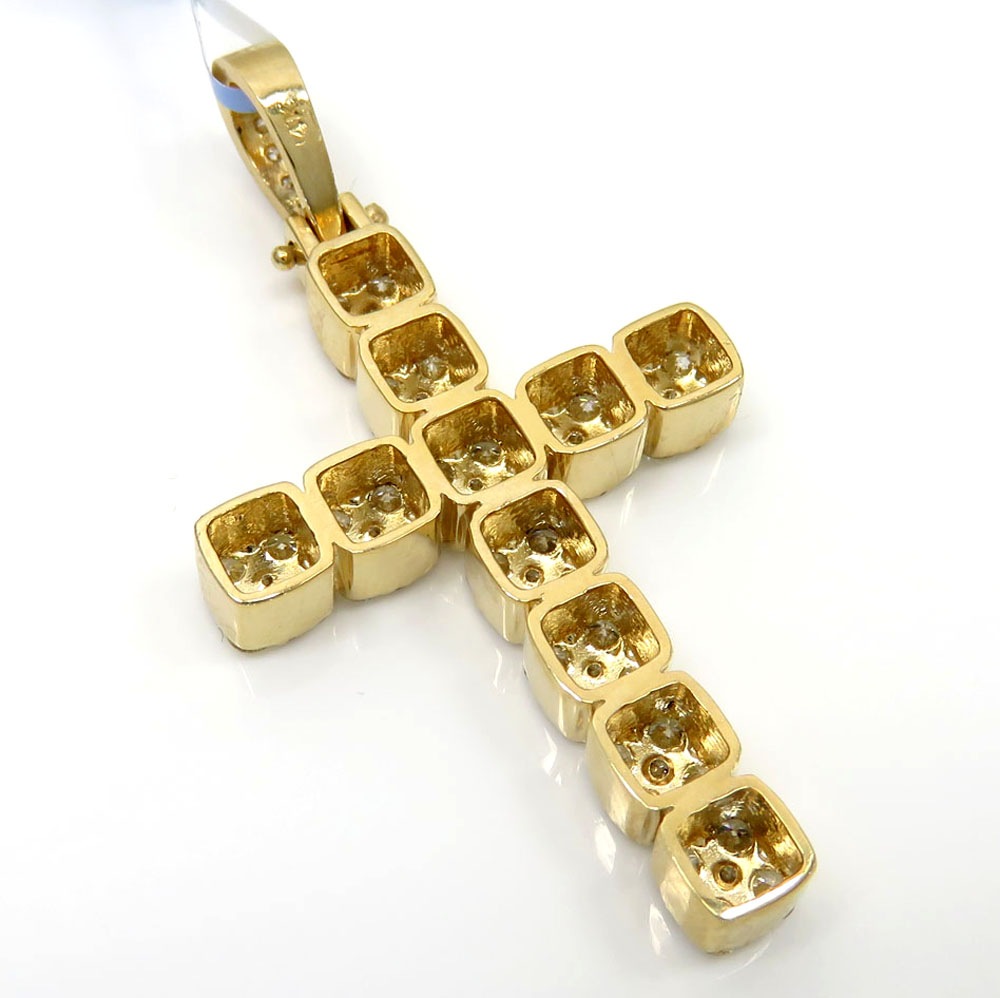 14k yellow or white gold 9 diamond cluster cross 2.90ct