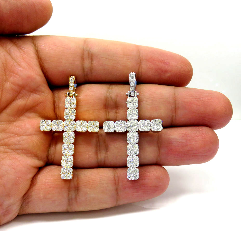 14k yellow or white gold 9 diamond cluster cross 2.90ct - Image 6