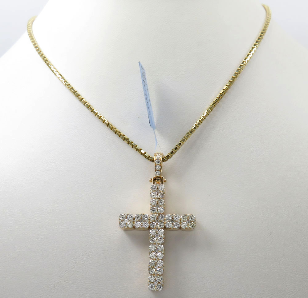 14k yellow or white gold 9 diamond cluster cross 2.90ct - Image 7