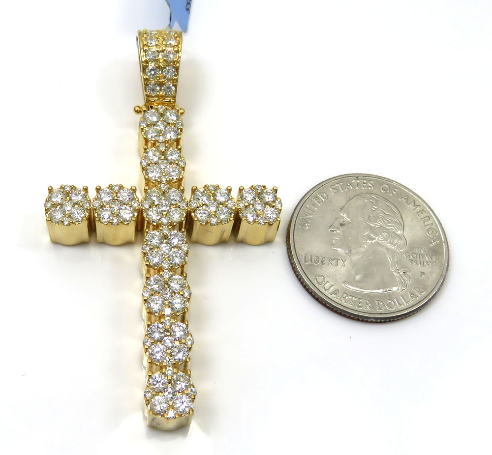 14k yellow or white gold nine diamond cluster cross 3.66ct - Image 3