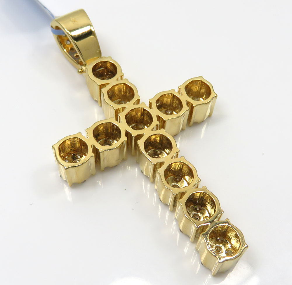 14k yellow or white gold nine diamond cluster cross 3.66ct