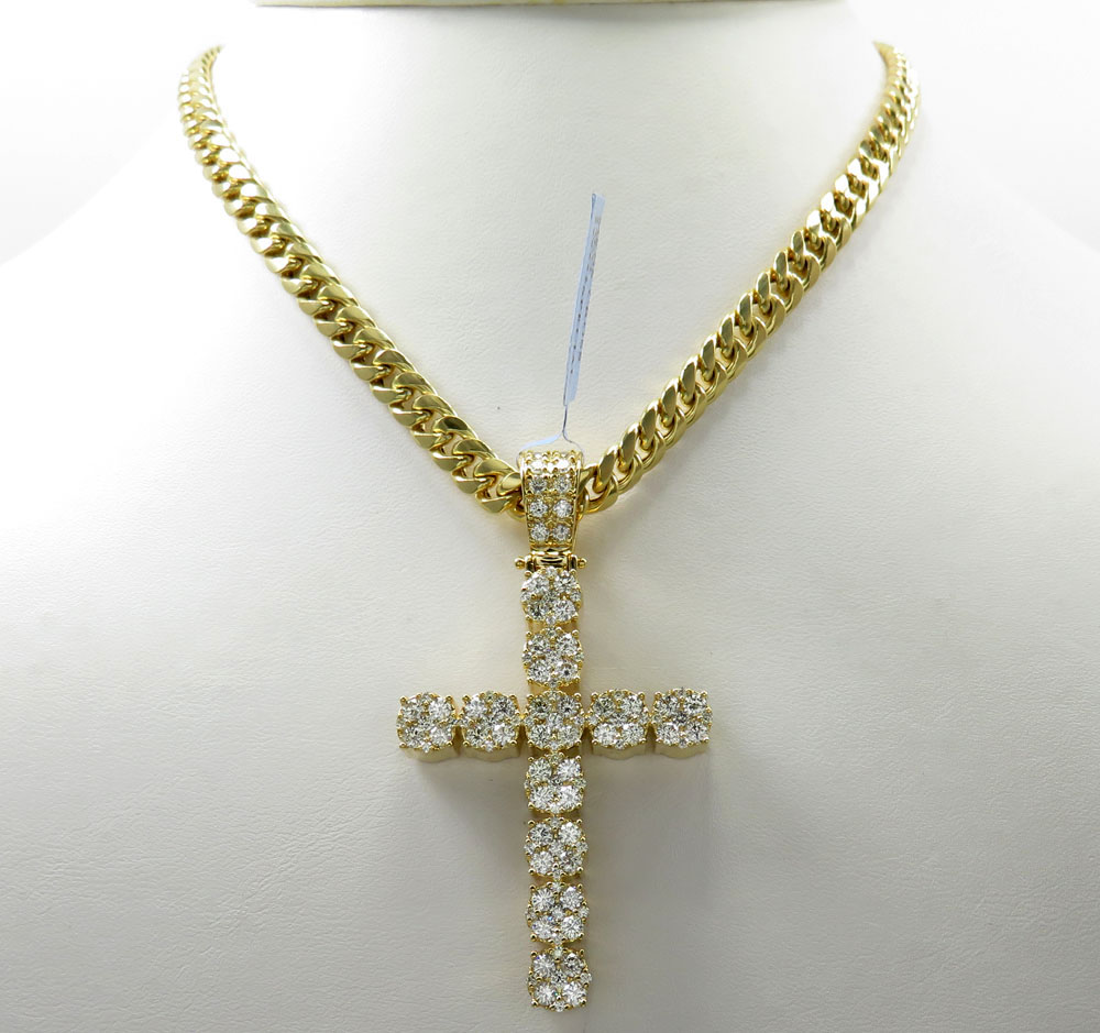 14k yellow or white gold nine diamond cluster cross 3.66ct - Image 7