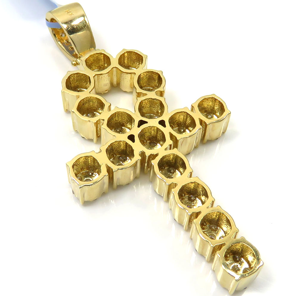 14k yellow or white gold nine diamond cluster ankh cross 5.26ct - Image 5