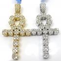 14k yellow or white gold nine diamond cluster ankh cross 5.26ct