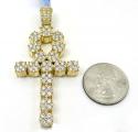 14k yellow or white gold nine diamond cluster ankh cross 5.26ct