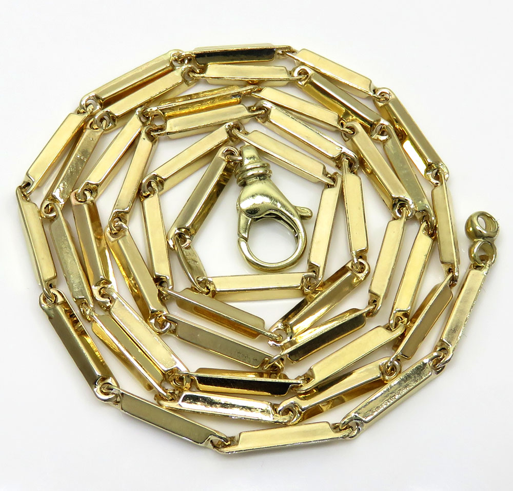 10k yellow gold fancy bullet bar chain 24-30 inch 2.6mm 