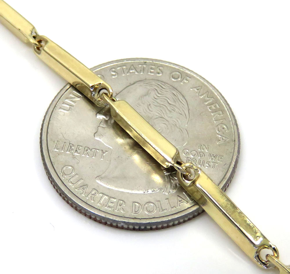 10k yellow gold fancy bullet bar chain 24-30 inch 2.6mm 