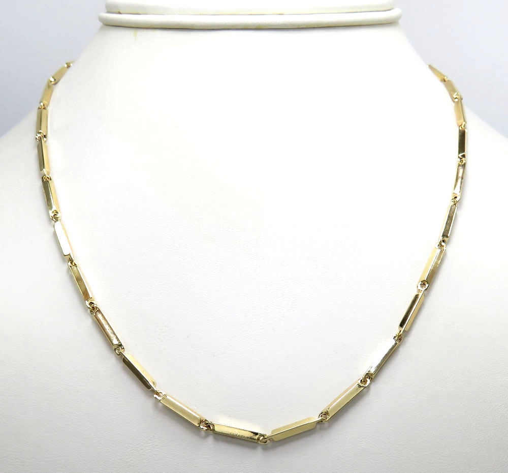 10k yellow gold fancy bullet bar chain 24-30 inch 2.6mm 