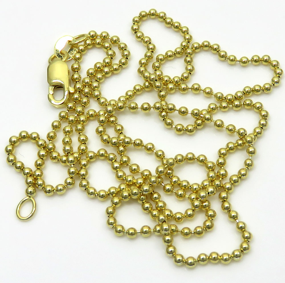 10k yellow gold skinny combat ball link chain 20-28 inch 1.5mm - Image 2