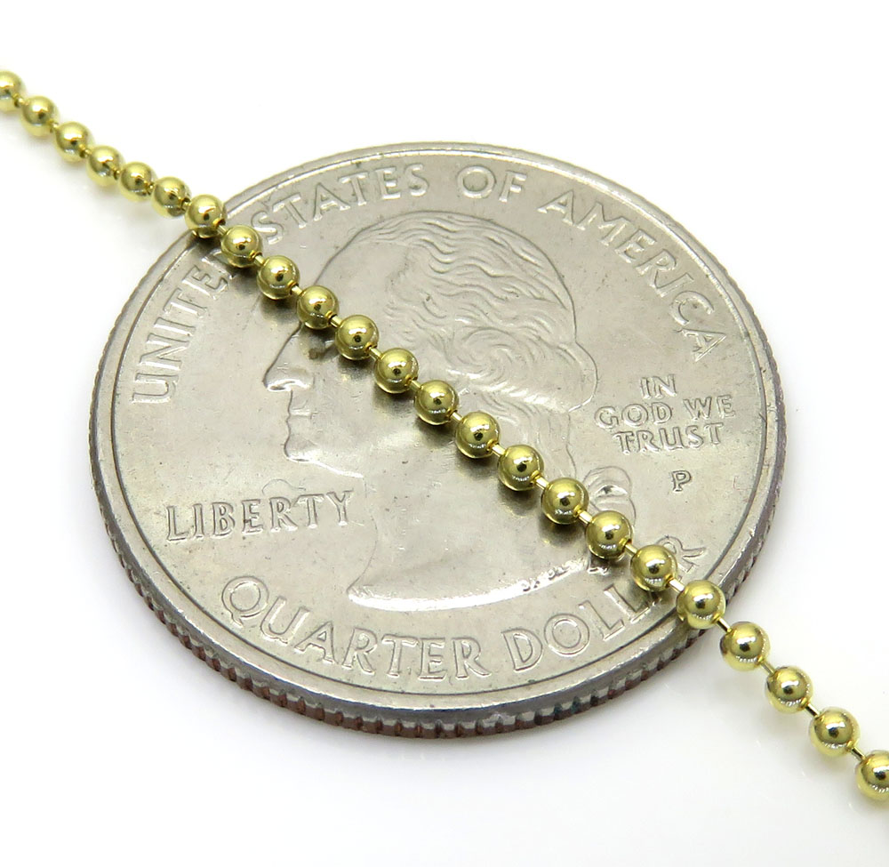 10k yellow gold skinny combat ball link chain 20-28 inch 1.5mm - Image 3