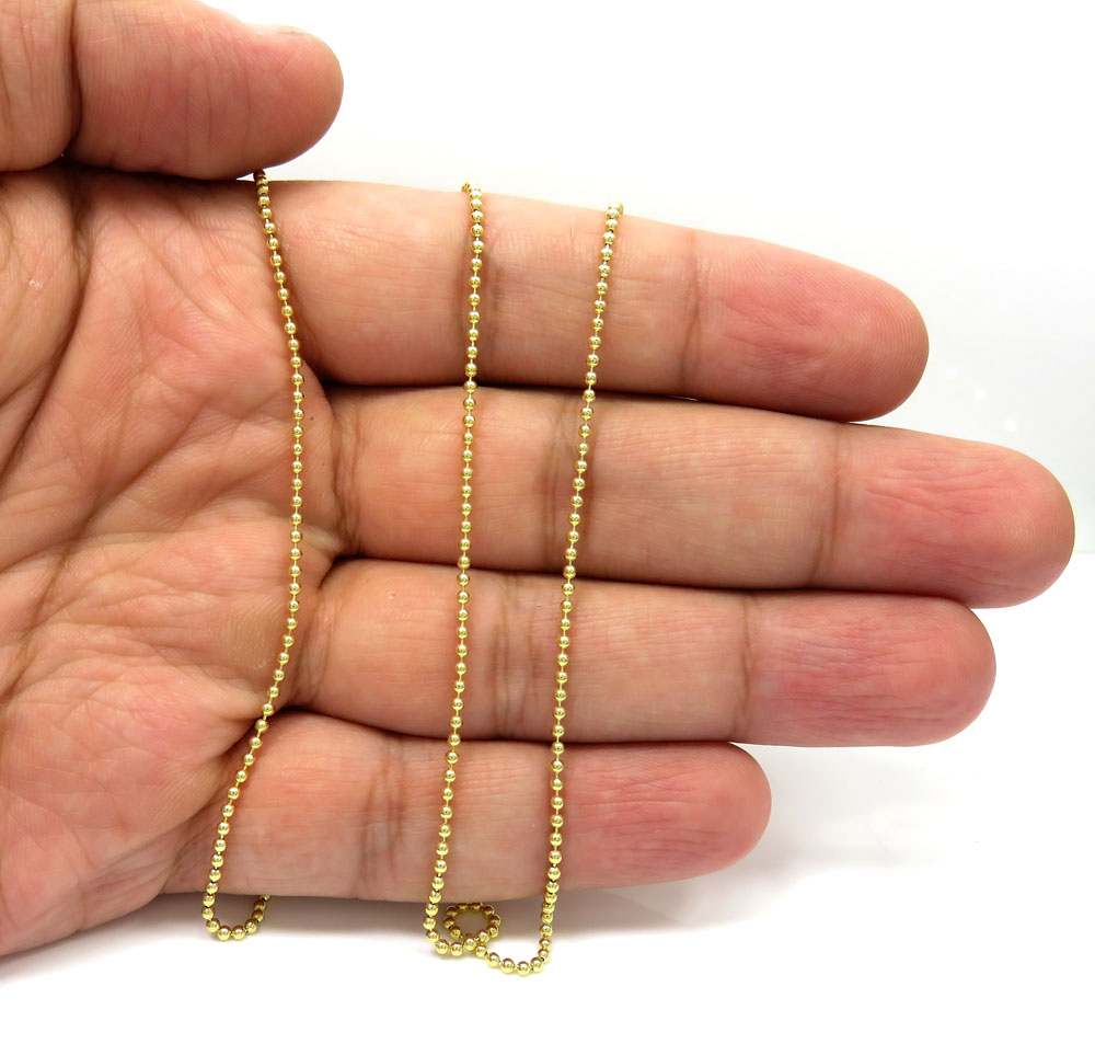 10k yellow gold skinny combat ball link chain 20-28 inch 1.5mm - Image 5