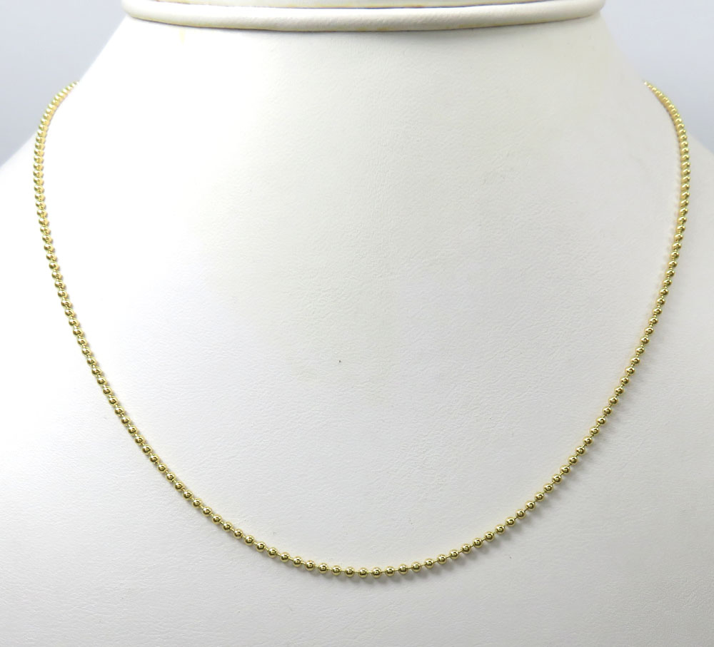 10k yellow gold skinny combat ball link chain 20-28 inch 1.5mm