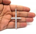 14k white gold large diamond prong cross 3.36ct