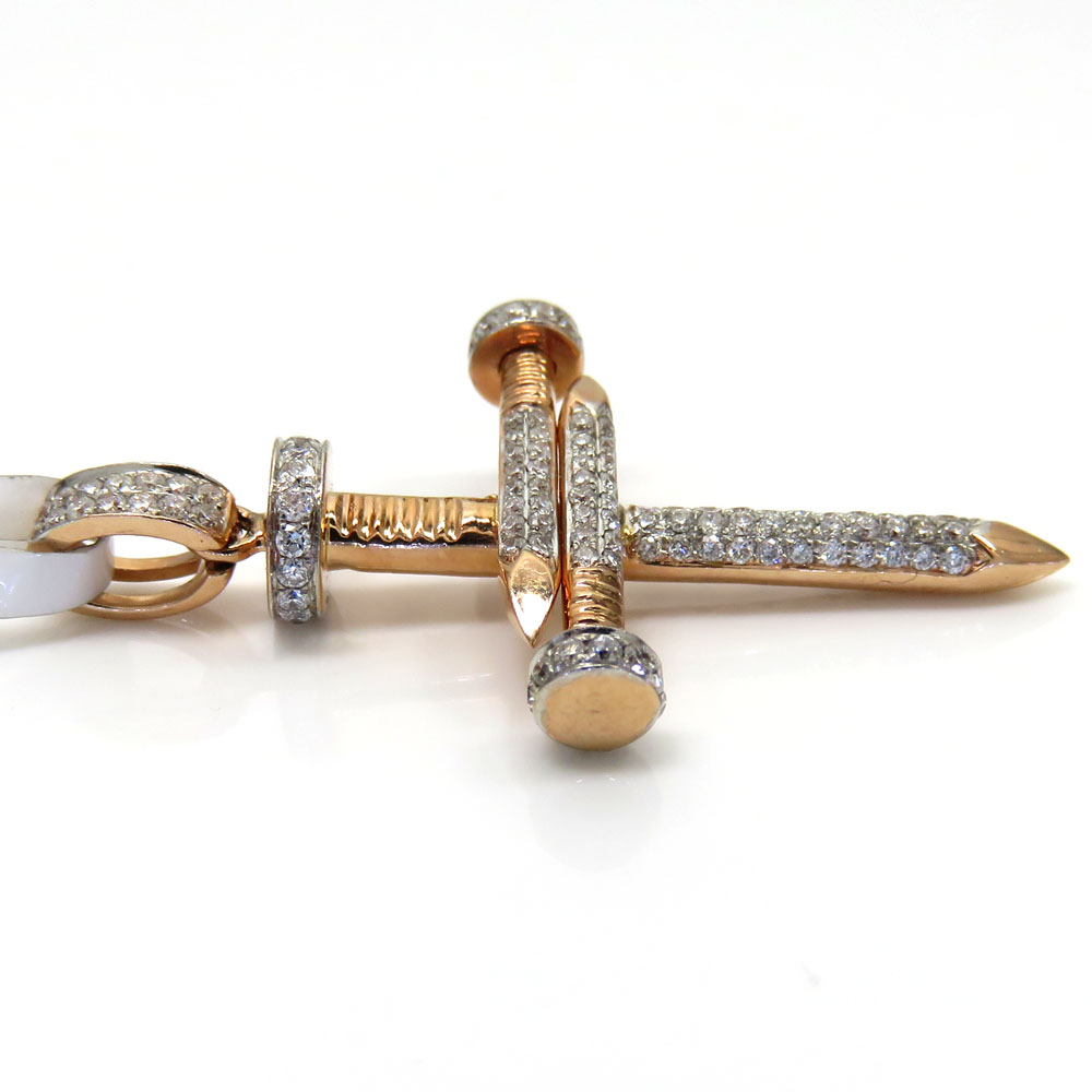 14k rose gold mini diamond nail cross 0.43ct