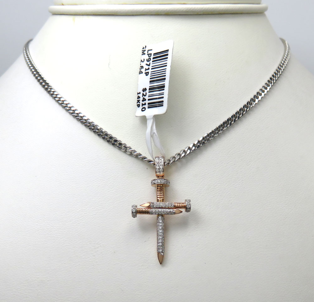 14k rose gold mini diamond nail cross 0.43ct - Image 7