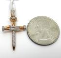 14k rose gold mini diamond nail cross 0.43ct