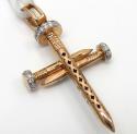 14k rose gold mini diamond nail cross 0.43ct