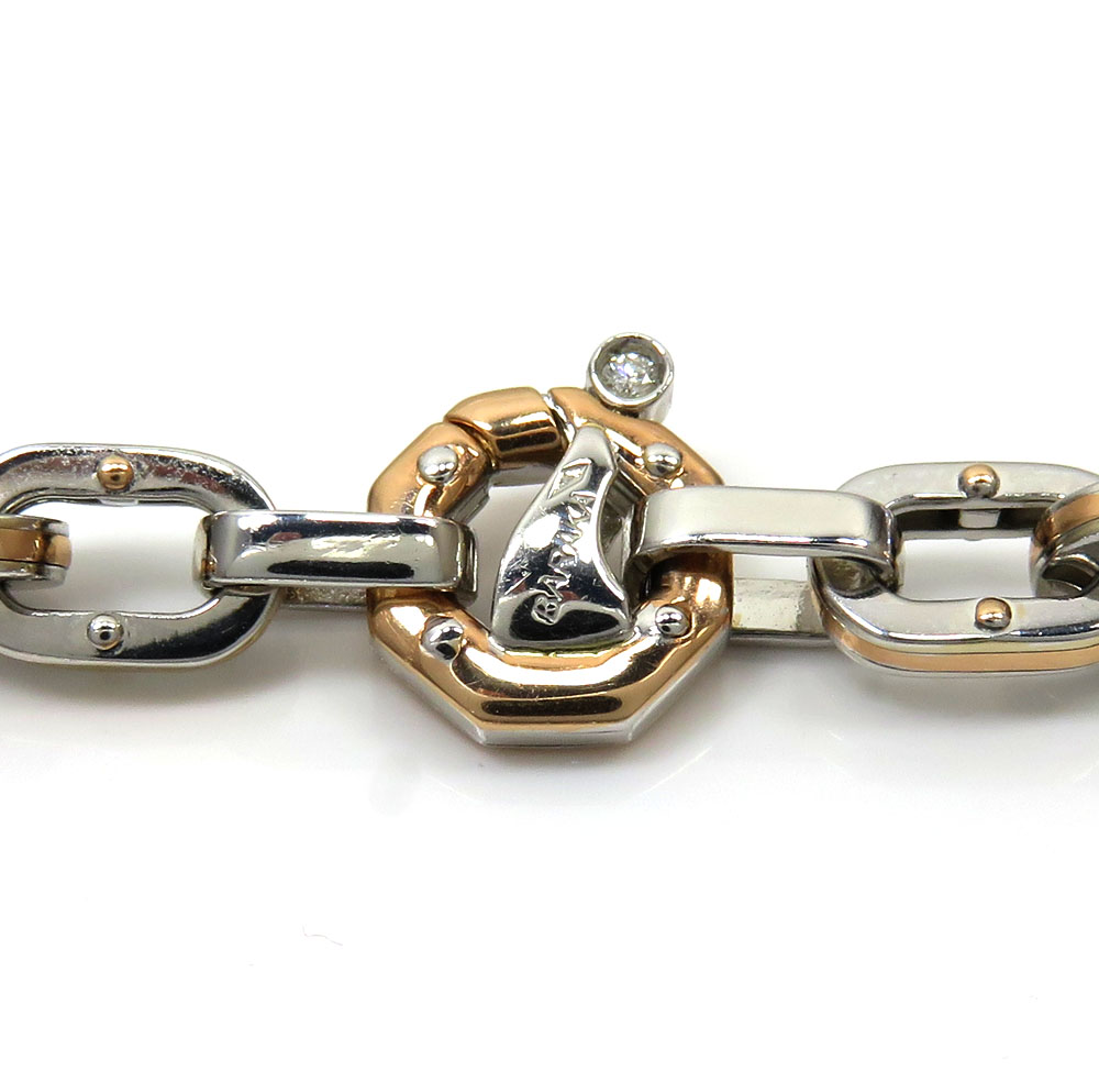 Baraka 18k two tone gold ritmika collection anchor chain 0.02ct 24 inch 