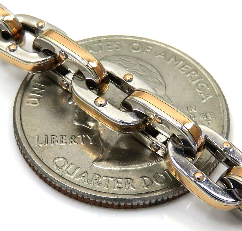 Baraka 18k two tone gold ritmika collection anchor chain 0.02ct 24 inch  - Image 3