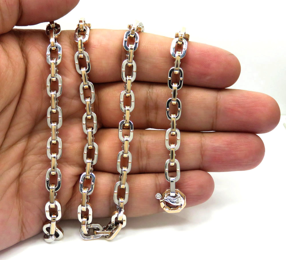 Baraka 18k two tone gold ritmika collection anchor chain 0.02ct 24 inch  - Image 4