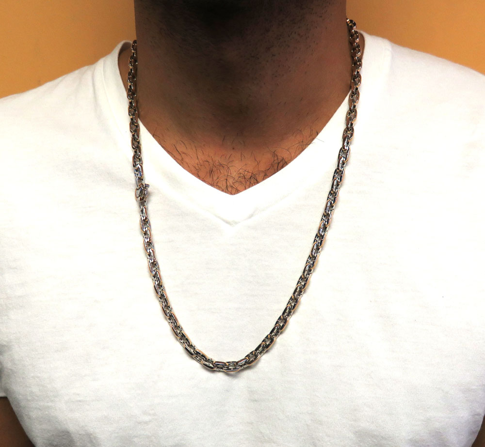 Baraka 18k two tone gold ritmika collection anchor chain 0.02ct 24 inch  - Image 5