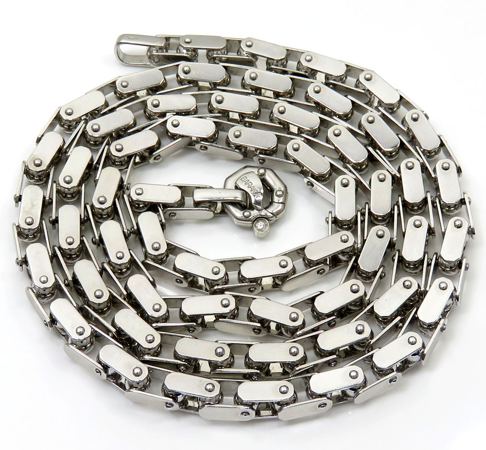 baraka 18k white gold kardano collection box link chain 0.02ct 26 inch - Image 2