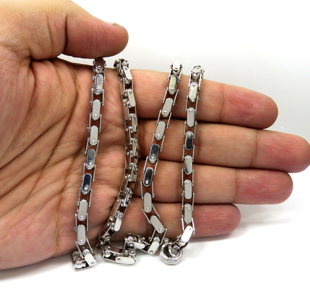  baraka 18k white gold kardano collection box link chain 0.02ct 26 inch 