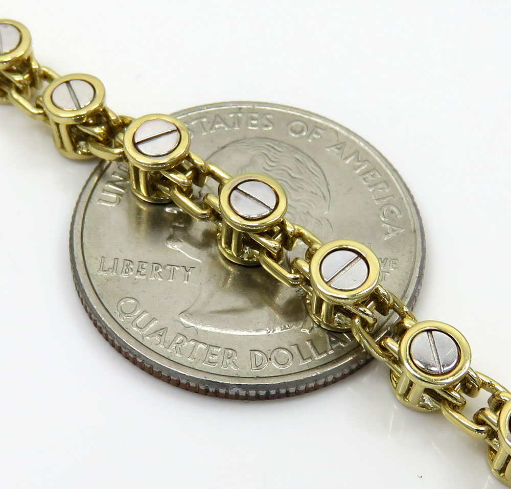 Baraka 18k two tone gold space run collection screw bracelet 0.02ct
