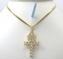 14k yellow gold diamond cluster prong ankh cross 1.10ct