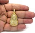 14k yellow gold diamond fully iced out pharaoh pendant 2.27ct
