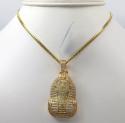 14k yellow gold diamond fully iced out pharaoh pendant 2.27ct