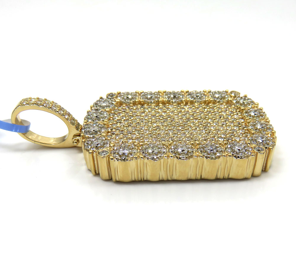 14k yellow gold fully iced out cluster dog tag pendant 4.83ct - Image 3