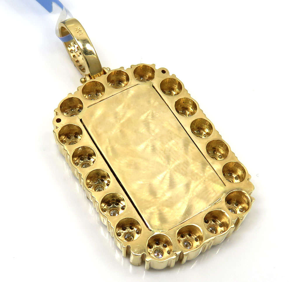 14k yellow gold fully iced out cluster dog tag pendant 4.83ct - Image 4