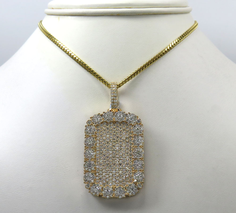 14k yellow gold fully iced out cluster dog tag pendant 4.83ct - Image 6