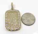14k yellow gold fully iced out cluster dog tag pendant 4.83ct