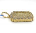 14k yellow gold fully iced out cluster dog tag pendant 4.83ct