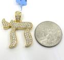 14k yellow gold diamond chai pendant 1.44ct