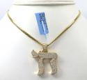 14k yellow gold diamond chai pendant 1.44ct