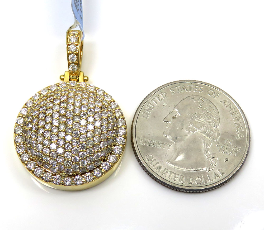 14k yellow gold fully iced out circle pendant 2.68ct