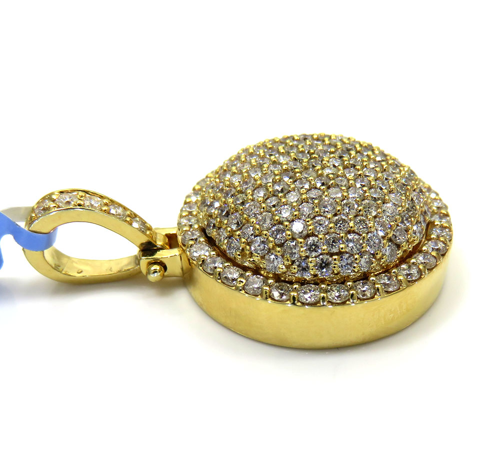 14k yellow gold fully iced out circle pendant 2.68ct