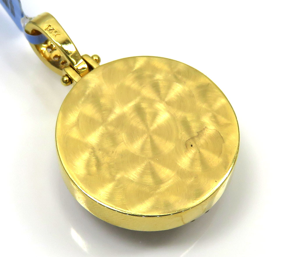 14k yellow gold fully iced out circle pendant 2.68ct