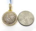 14k yellow gold fully iced out circle pendant 2.68ct