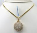 14k yellow gold fully iced out circle pendant 2.68ct