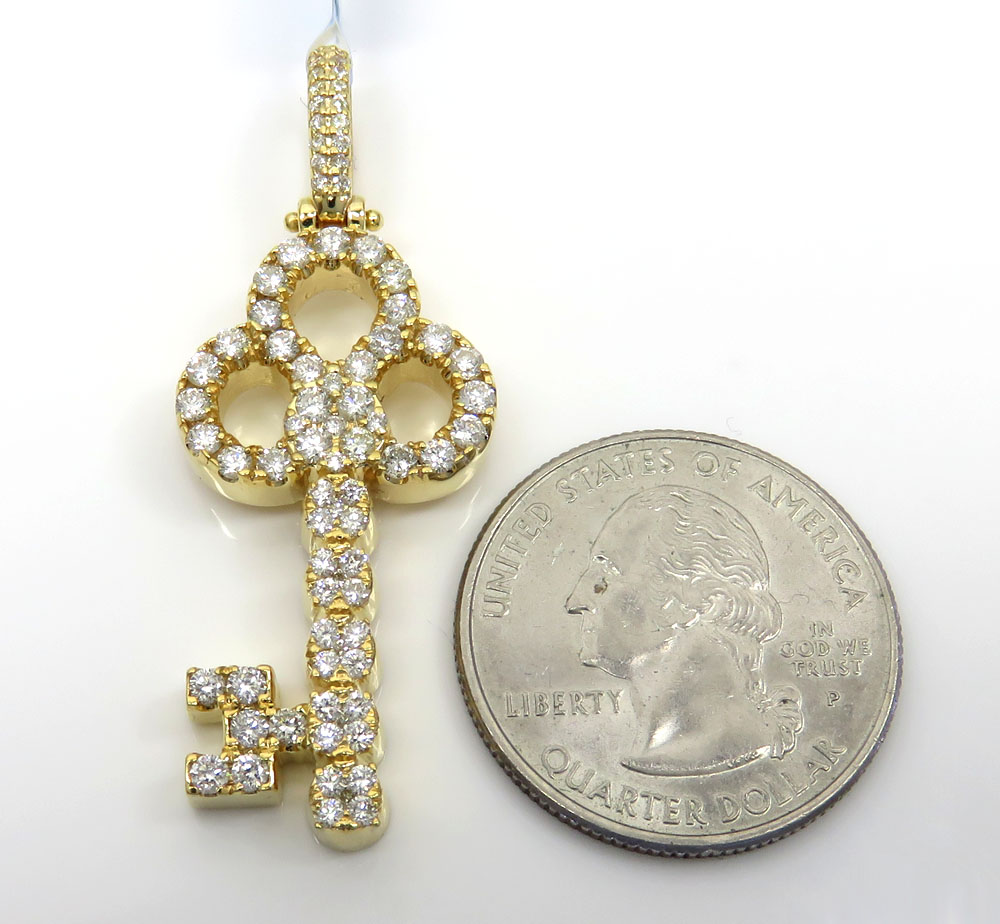 14k yellow gold medium diamond key pendant 1.44ct